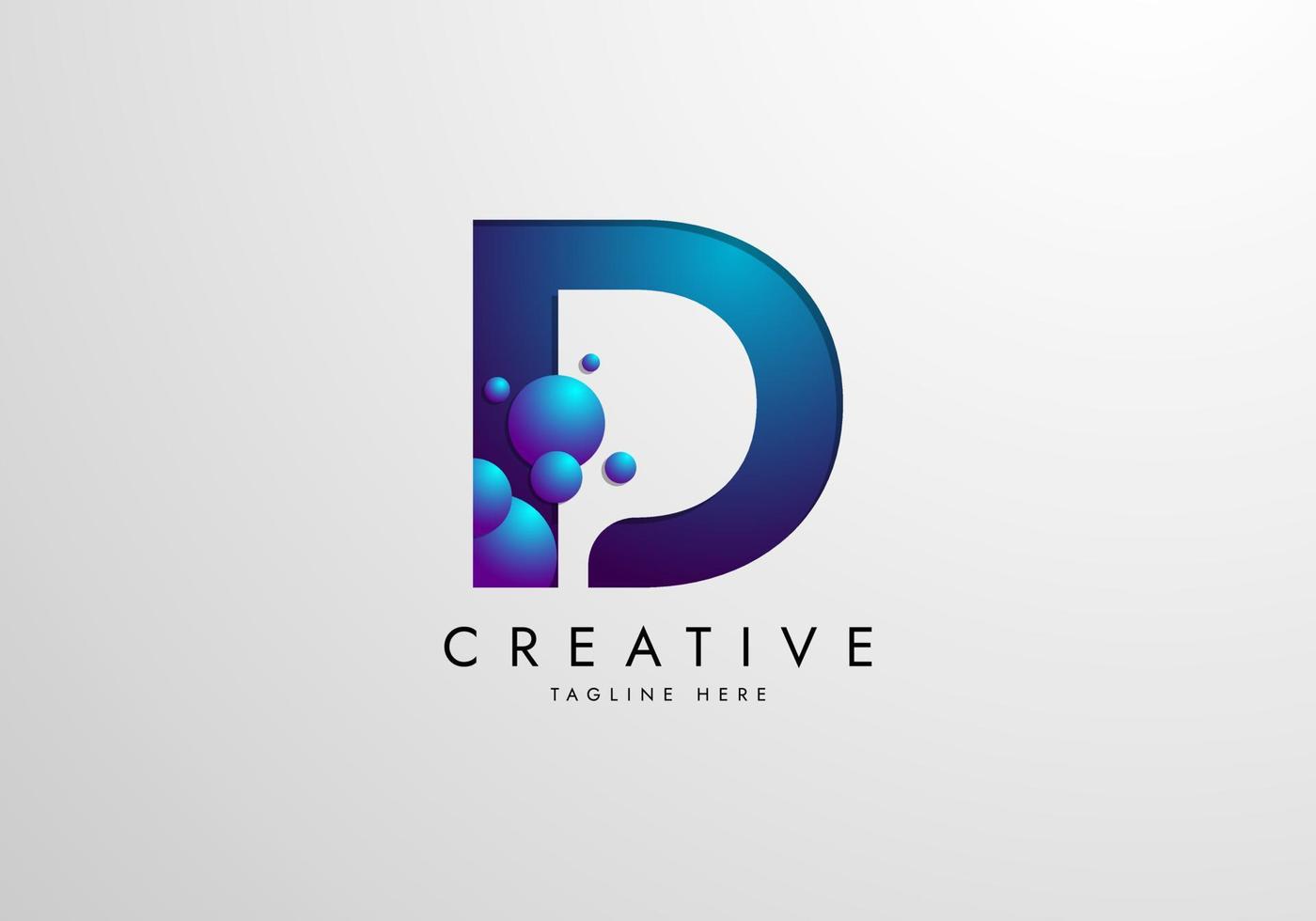 Letter D logo combined with gradient colored bubbles, logo Design Template vector