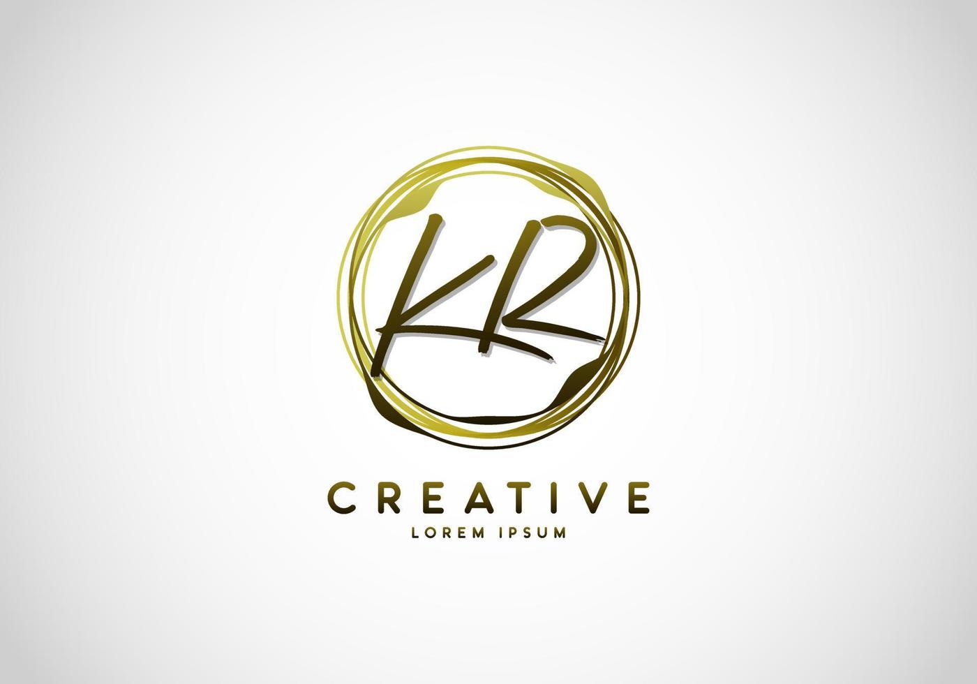 Initial KR Letter Handwriting Stylish Signature Logo vector