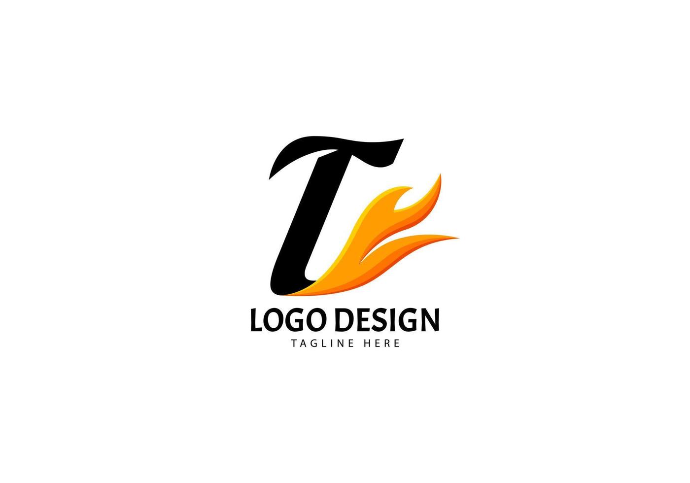 Letter T Fire Logo for Brand or Company, Concept Minimalist. vector