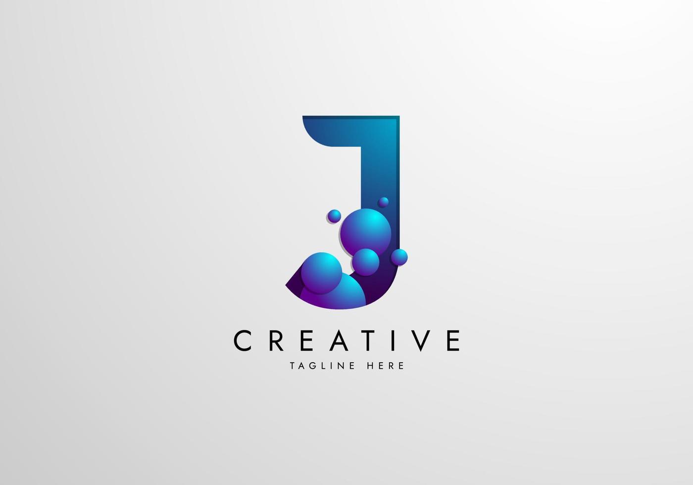 Letter J logo combined with gradient colored bubbles, logo Design Template vector