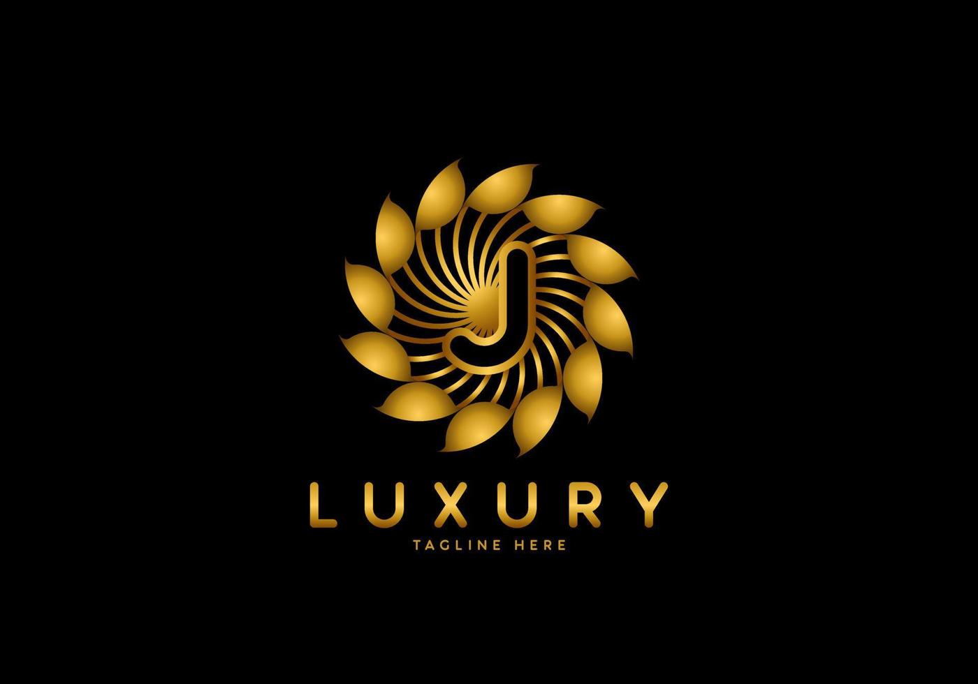 Letter J Golden Flower Luxury Logo vector