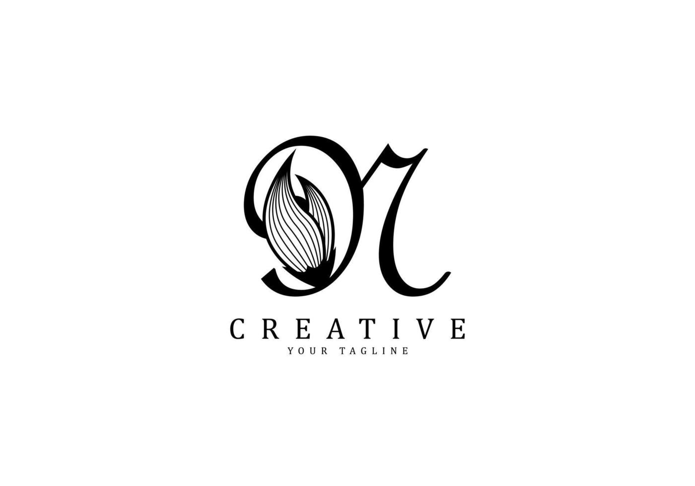 Letter N linked floral calligraphy, Design logo template vector