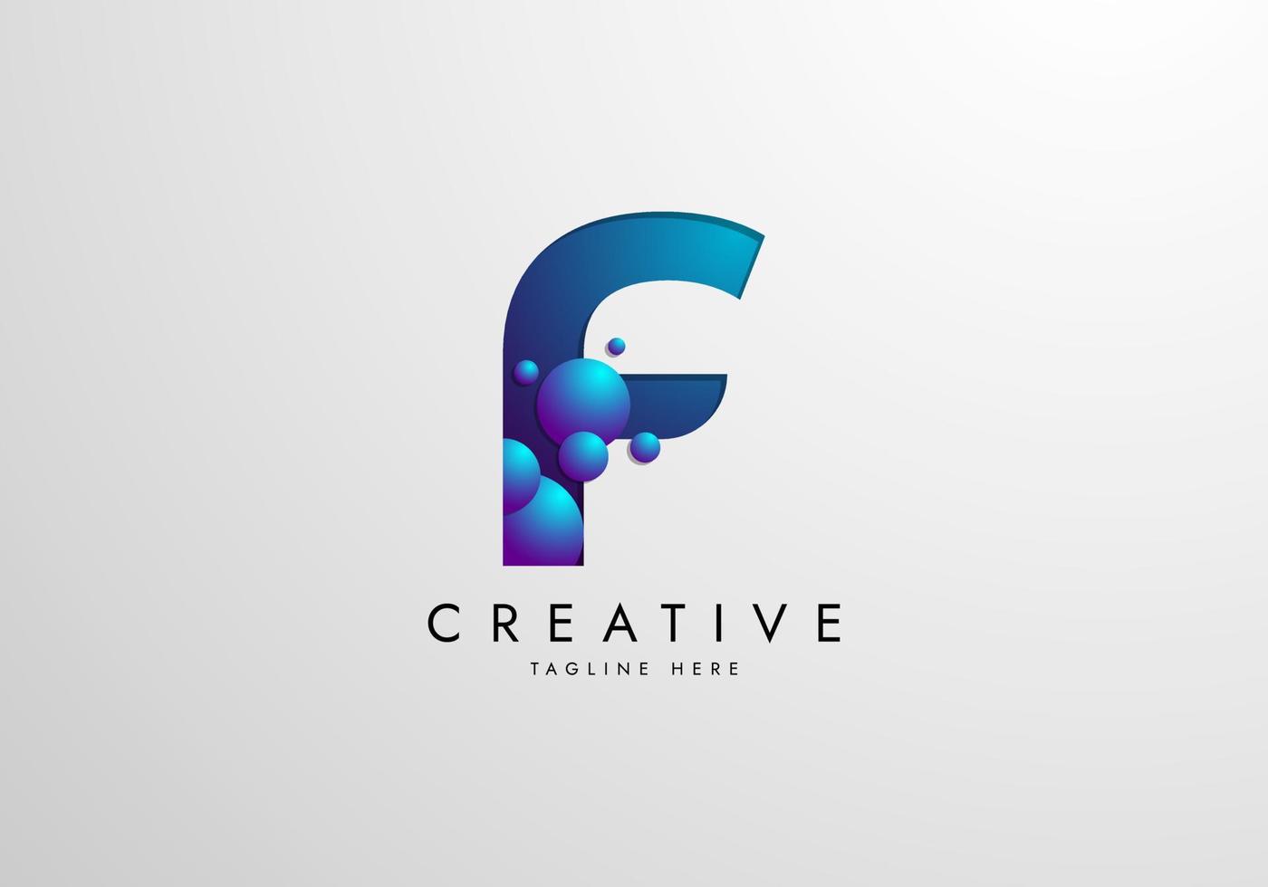 Letter F logo combined with gradient colored bubbles, logo Design Template vector