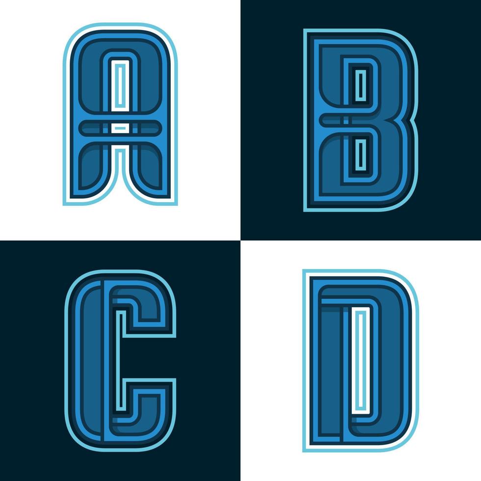 Vector set alphabet of fonts Blue