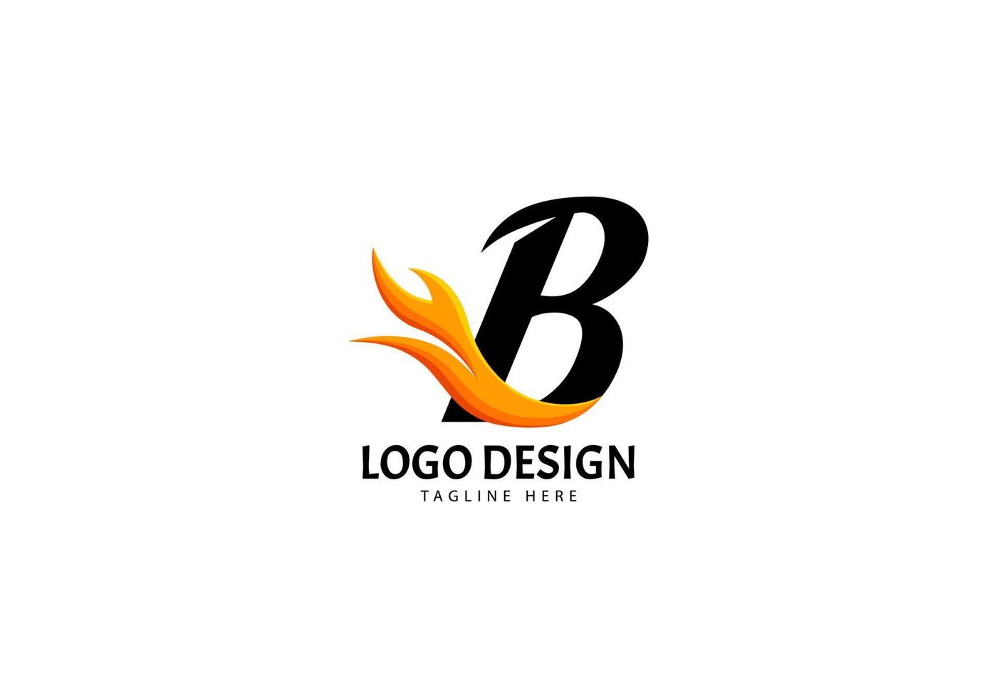 Letter B Fire Logo for Brand or Company, Concept Minimalist. vector