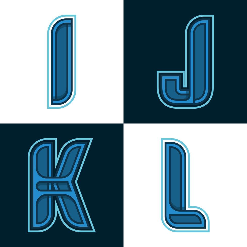 Vector set alphabet of fonts Blue