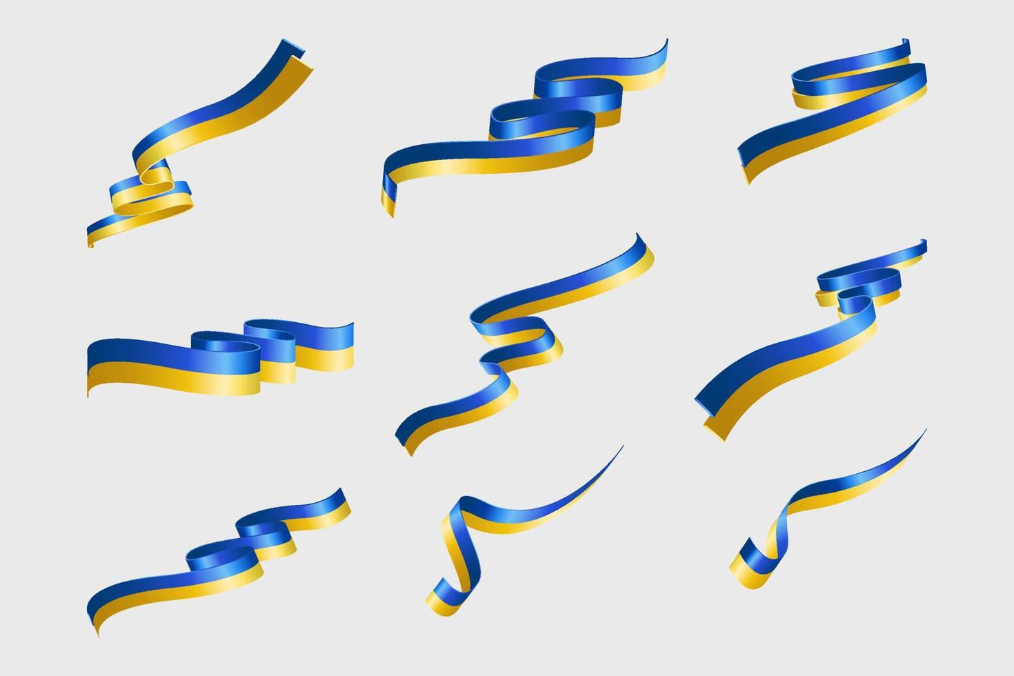 ukraine flag ribbon collection set vector
