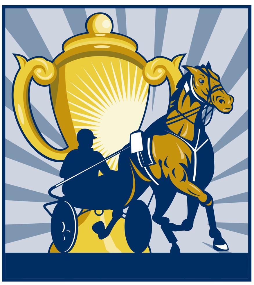 Harness horse race racing championship cup vector