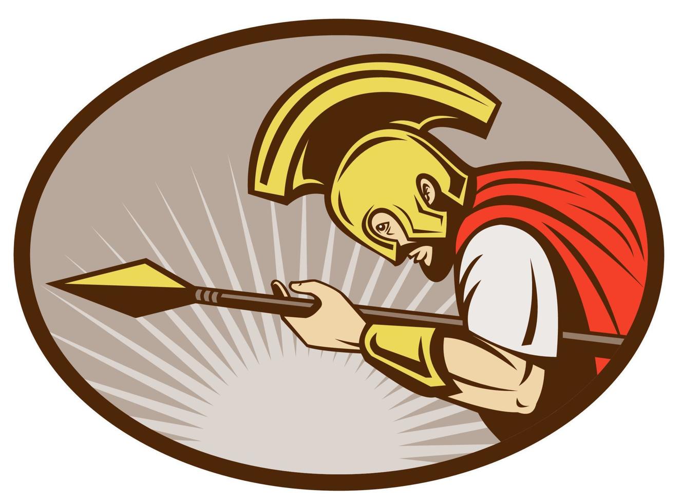 Roman soldier or gladiator attacking with spear vector