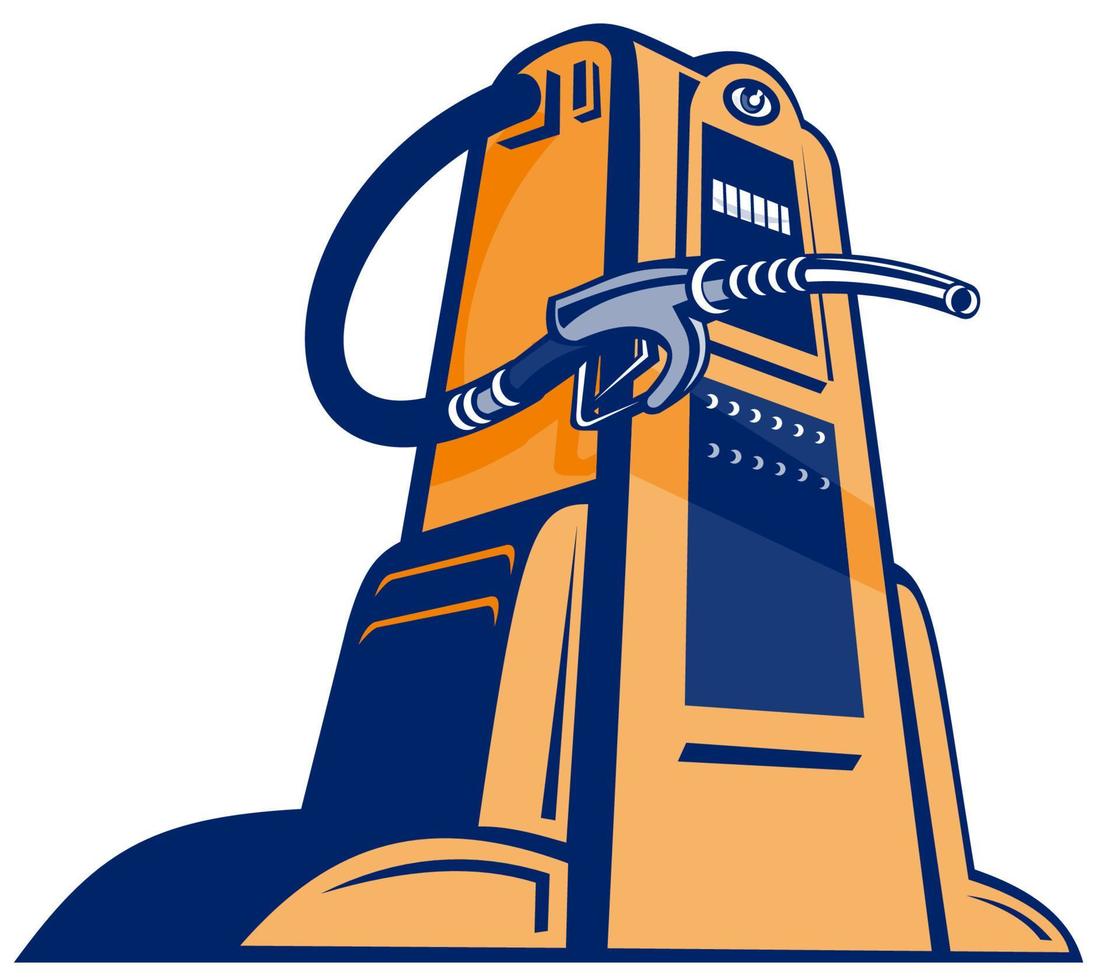 Retro Gasoline pump filling station nozzle vector