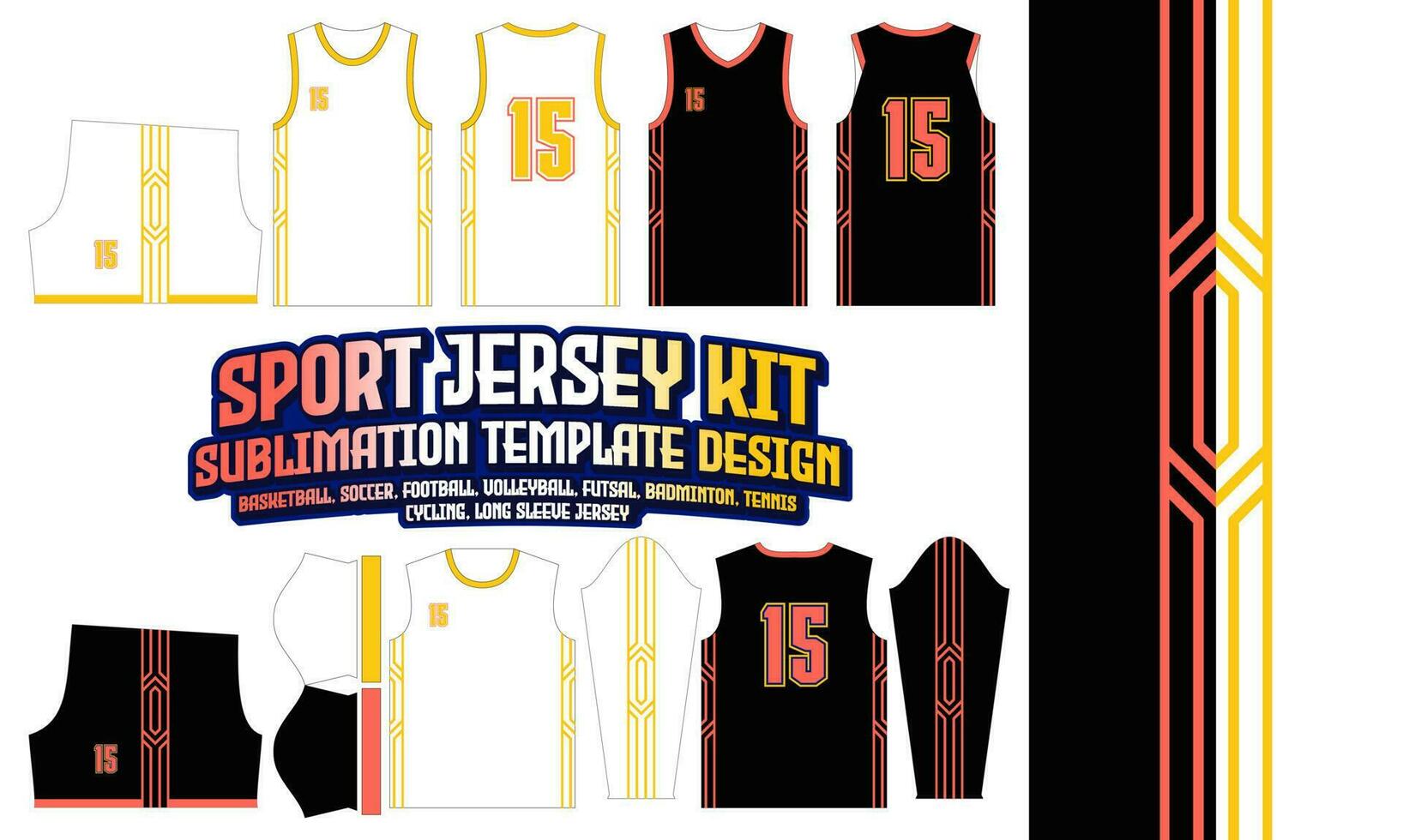 Jersey Template design 152 pattern textile for Sport t-shirt, Soccer, Football, E-sport, Volleyball jersey, basketball jersey, futsal jersey. vector