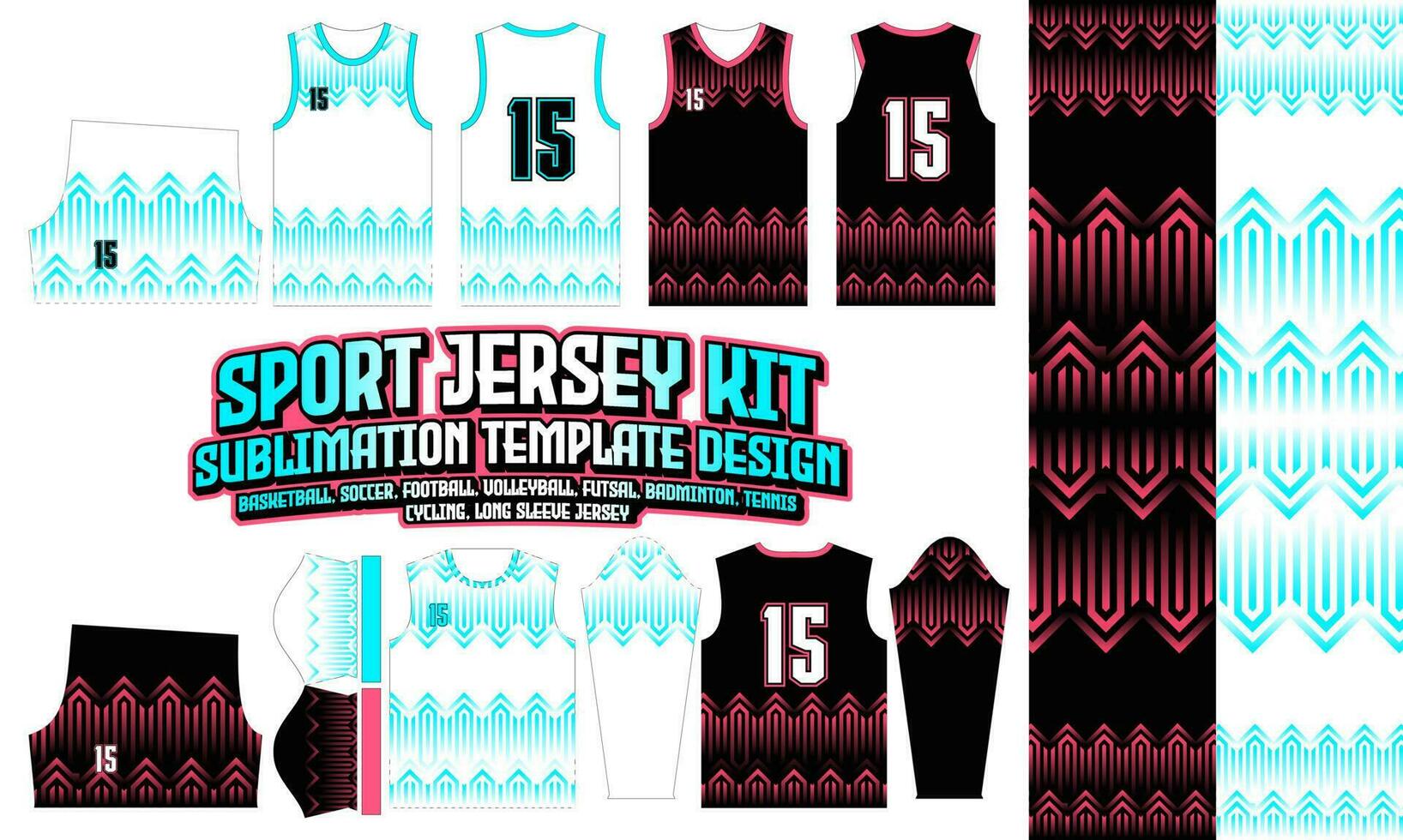 Jersey design 155 pattern textile for Sport t-shirt, Soccer, Football, E-sport, Volleyball jersey, basketball jersey, futsal jersey. vector