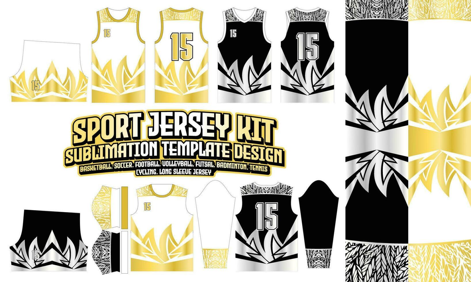 Golden Jersey design 162 pattern textile for Sport t-shirt, Soccer, Football, E-sport, Volleyball jersey, basketball jersey, futsal jersey. vector