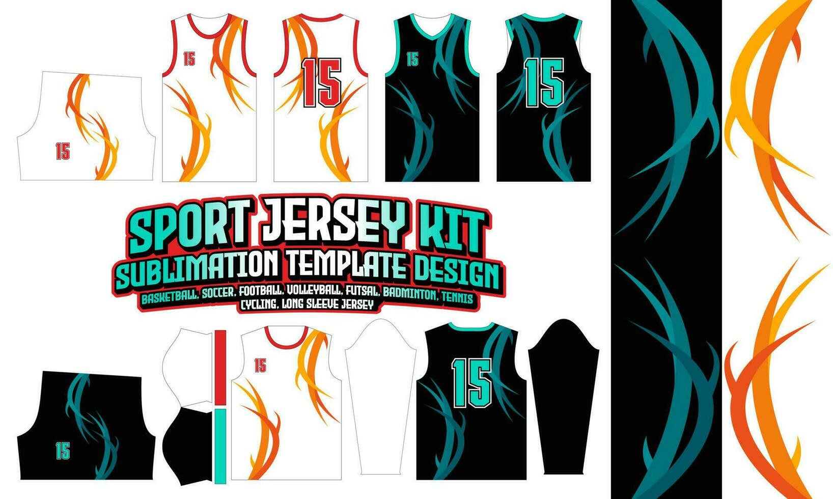 Fire Flames Jersey Template Design 159 t-shirt, Soccer, Football, E-sport, Volleyball jersey, basketball jersey, futsal jersey. vector
