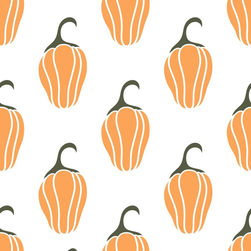 Ilustración de vector de patrones sin fisuras de calabaza naranja lindo