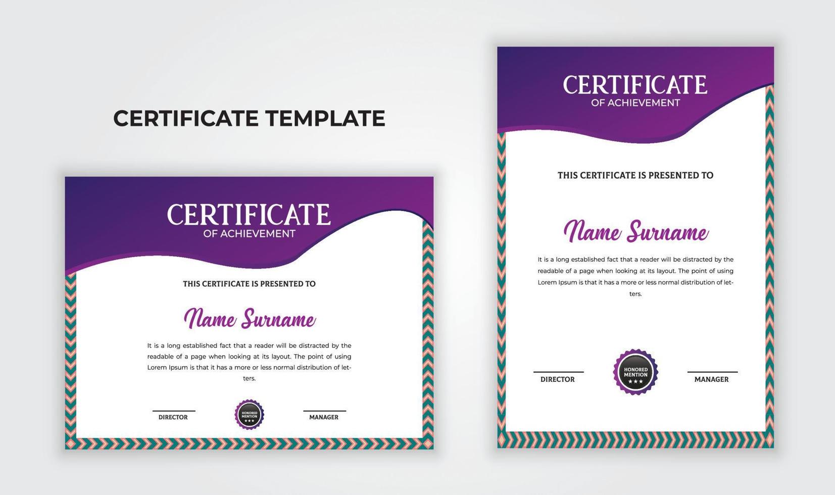 Modern diploma certificate design template. Certificate for achievement, appreciation, award, company, business. vector