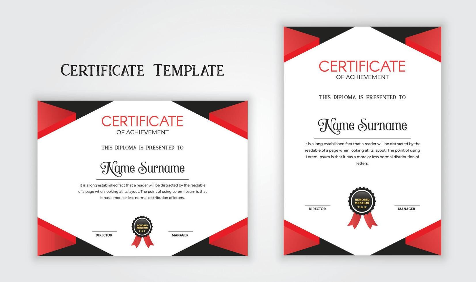 Certificate of achievement template. Modern award or diploma certificate design set. vector