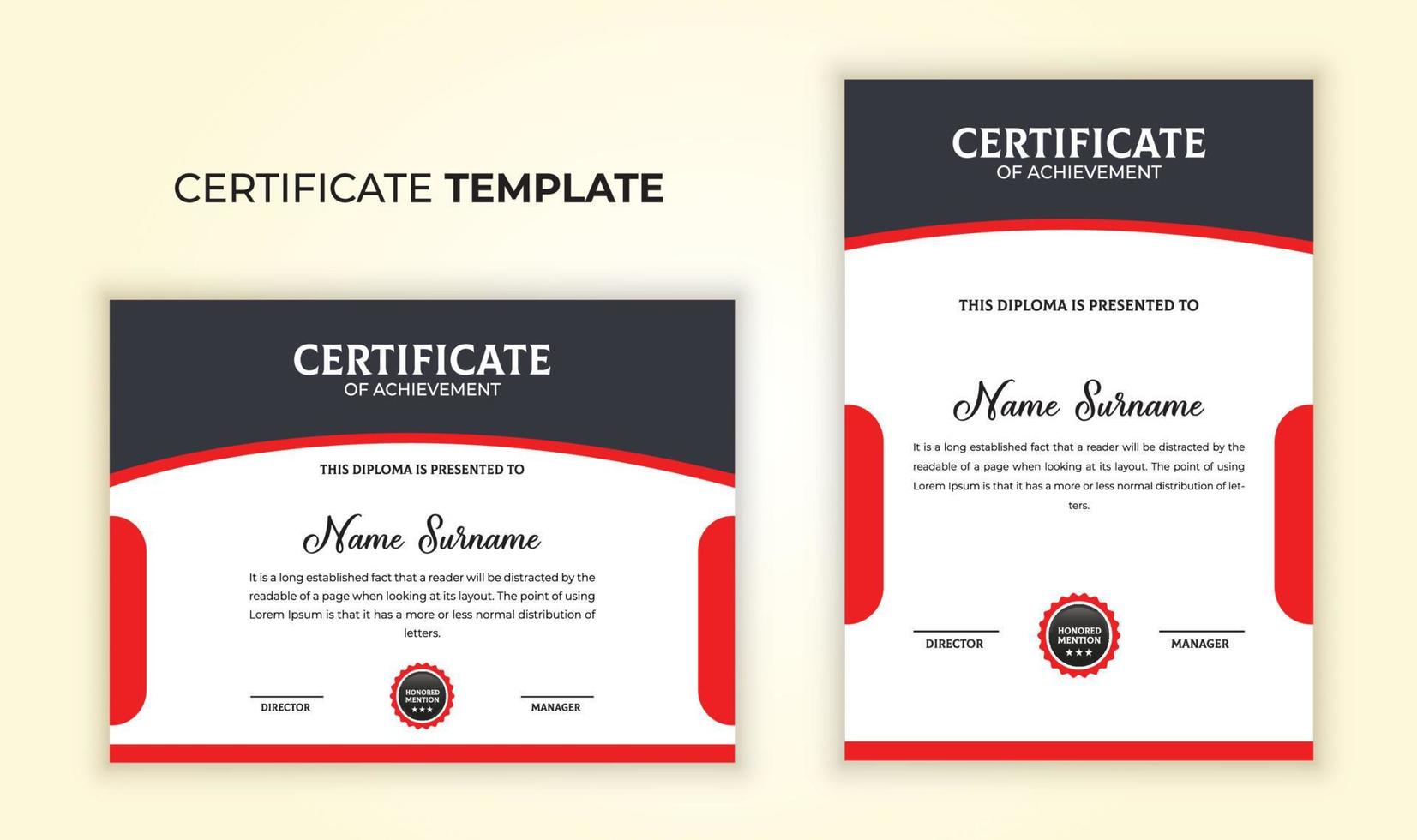 Professional creative certificate design. Certificate for award, diploma, achievement, appreciation, education, graduation template set. vector