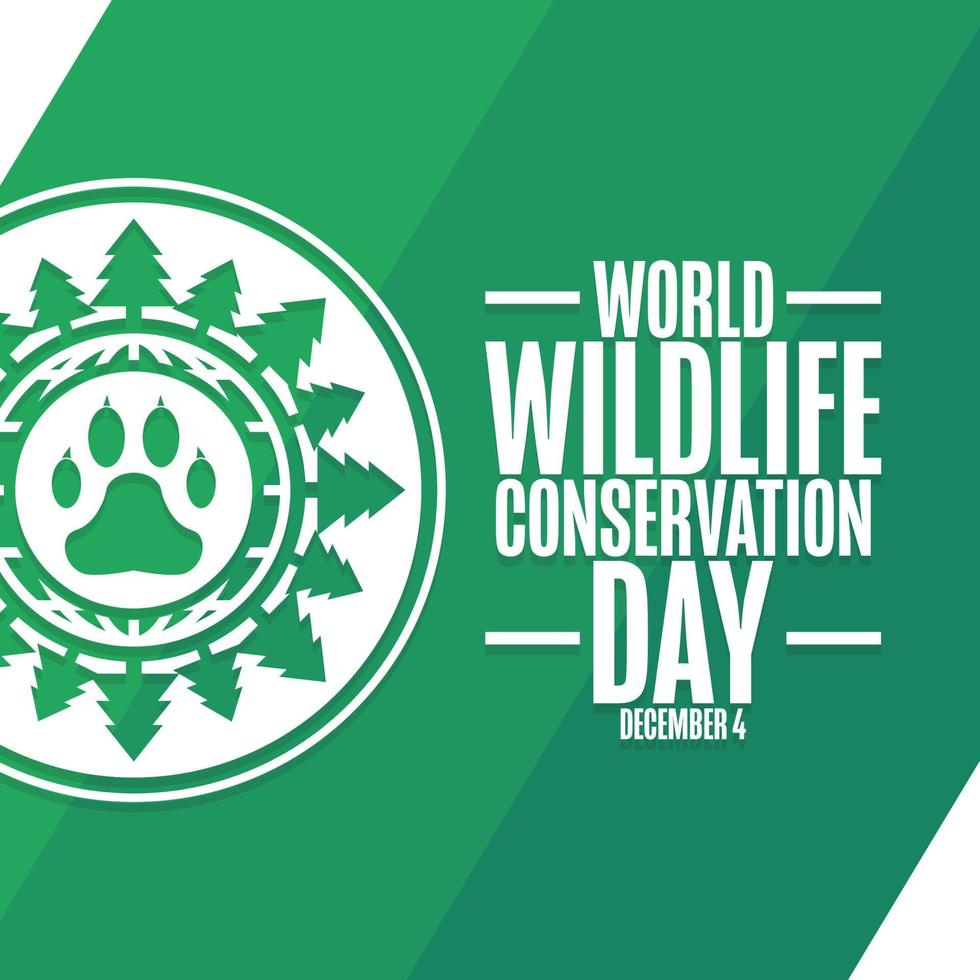 World Wildlife Conservation Day. December 4. Holiday concept. Template for background, banner, card, poster with text inscription. Vector EPS10 illustration.