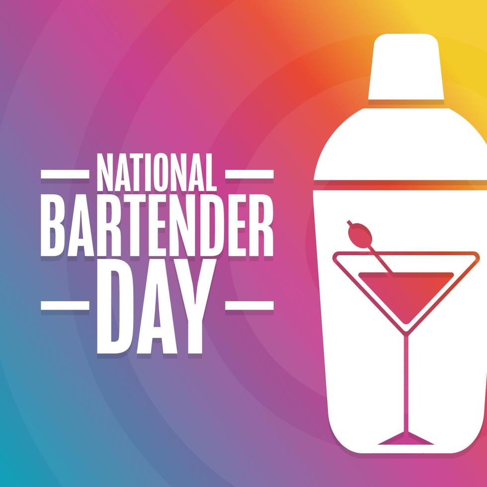 National Bartender Day. Holiday concept. Template for background, banner, card, poster with text inscription. Vector EPS10 illustration.