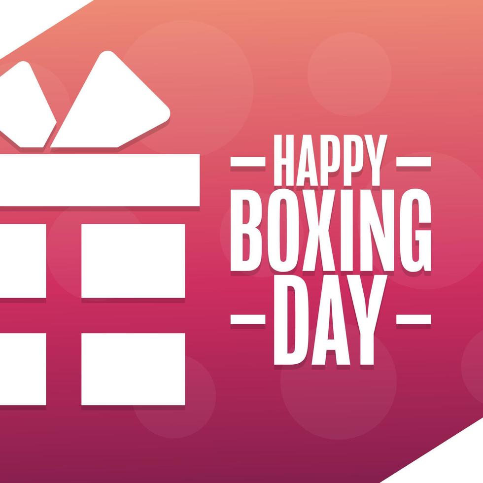 Happy Boxing Day. Holiday concept. Template for background, banner, card, poster with text inscription. Vector EPS10 illustration.