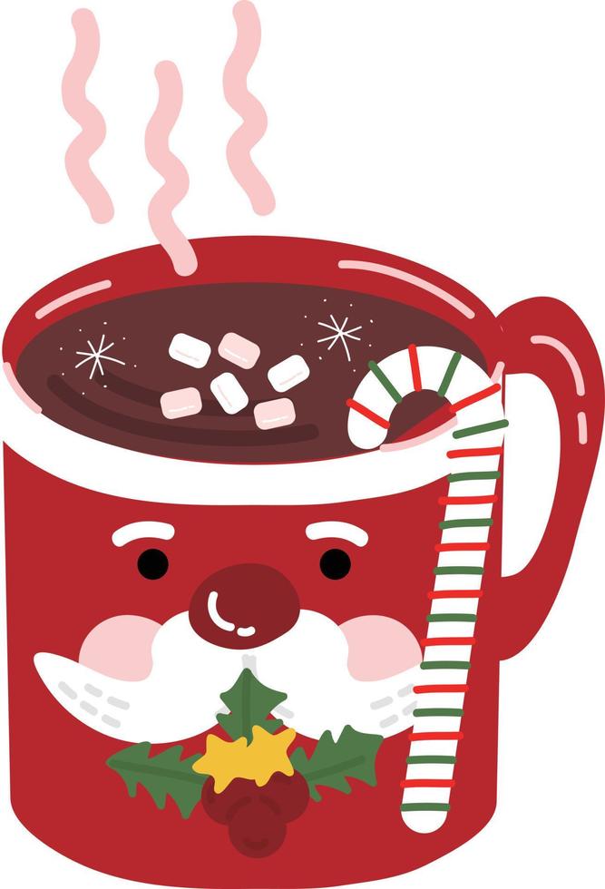 Santa Mugs. Garlands, flags, labels, bubbles, ribbons and stickers. Collection of Merry Christmas decorative icons vector