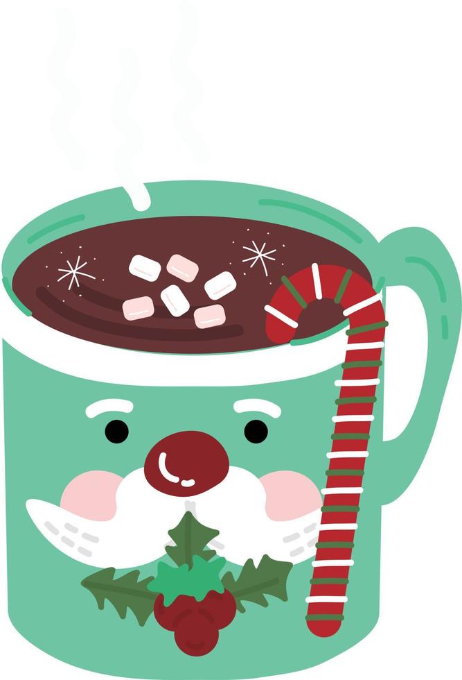 Santa Mugs. Garlands, flags, labels, bubbles, ribbons and stickers. Collection of Merry Christmas decorative icons vector