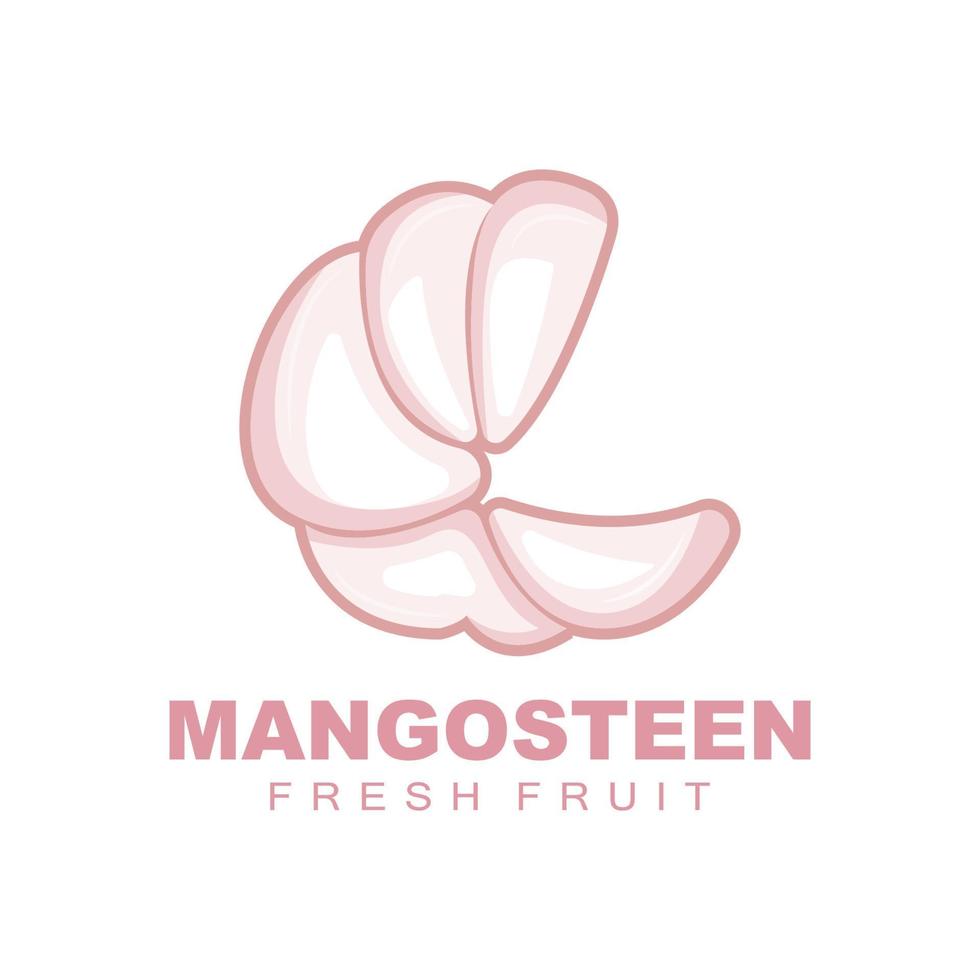 Mangosteen Logo, Mangosteen Flesh Illustration, Vitamin Rich Fruit Queen, Fruit Logo Vector Label Template Design