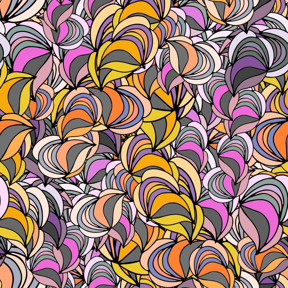 Modern striped doodle fantasy messy geometric shapes seamless pattern. Infinity abstract card, layout. Creative background with geo shapes. Textile, fabric, wrapping paper. vector