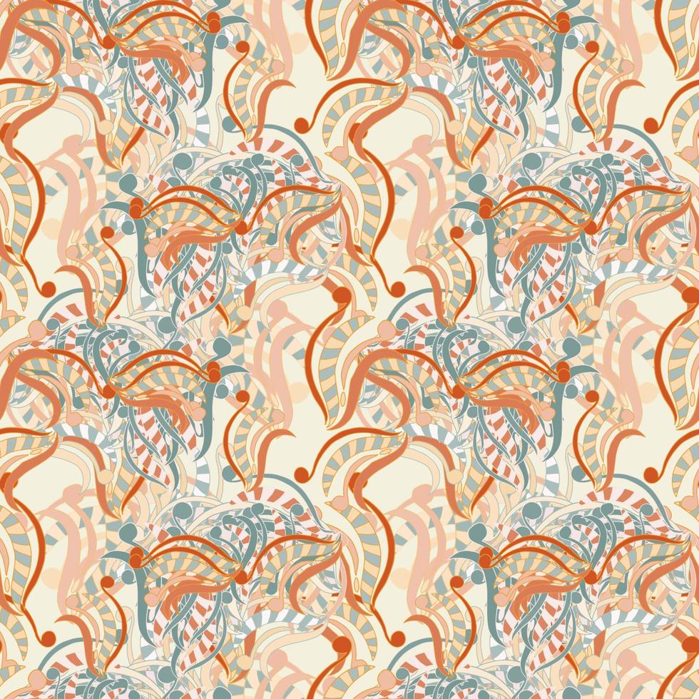 Cute abstract doodle artistic sketch seamless pattern. Background with crazy messy doodle art with different shapes, curls vector