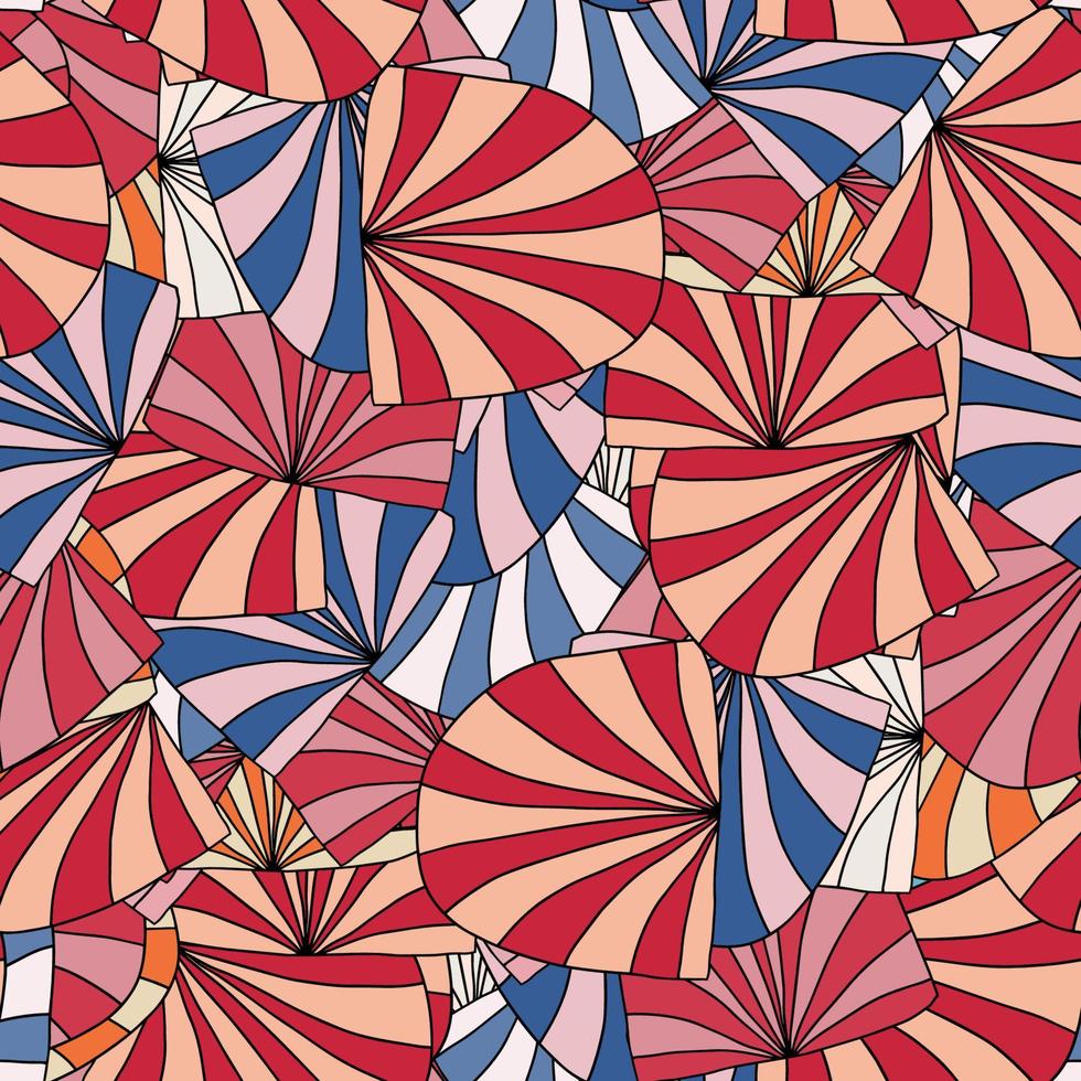 Modern striped doodle fantasy messy geometric shapes seamless pattern. Infinity abstract card, layout. Creative background with geo shapes. Textile, fabric, wrapping paper. vector