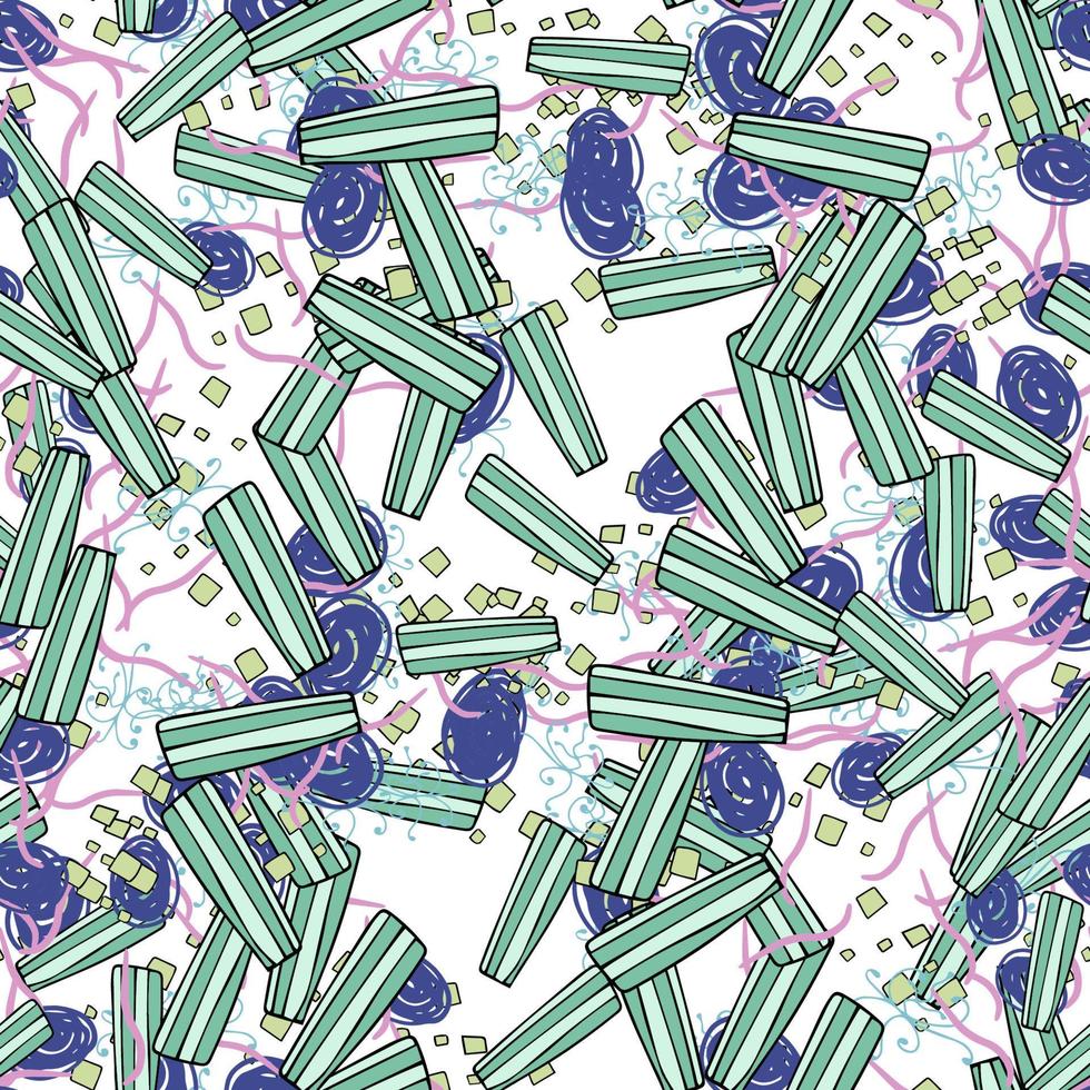 Modern striped doodle fantasy messy geometric shapes seamless pattern. Infinity abstract card, layout. Creative background with geo shapes. Textile, fabric, wrapping paper. vector