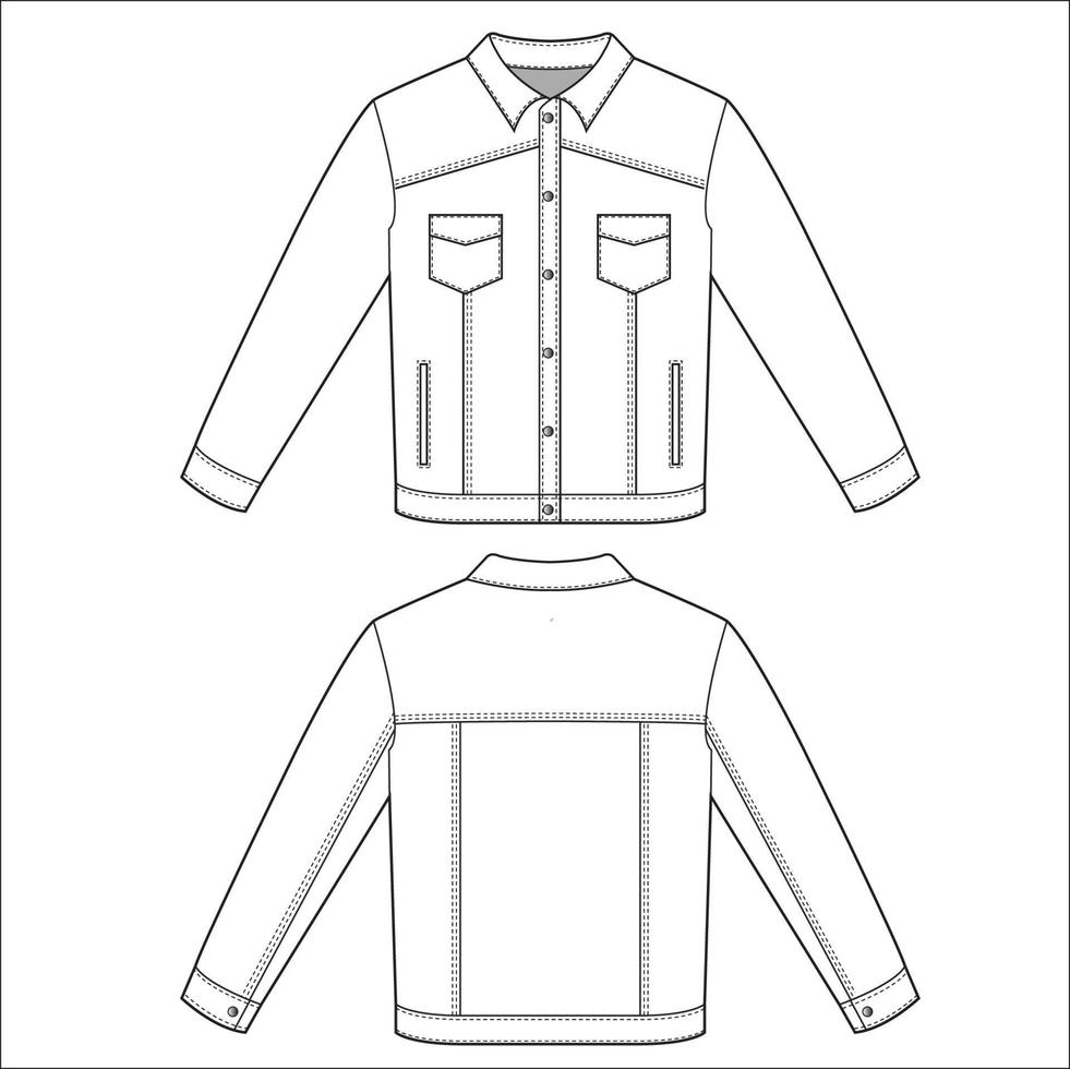 Jeans jacket outline sketch vector