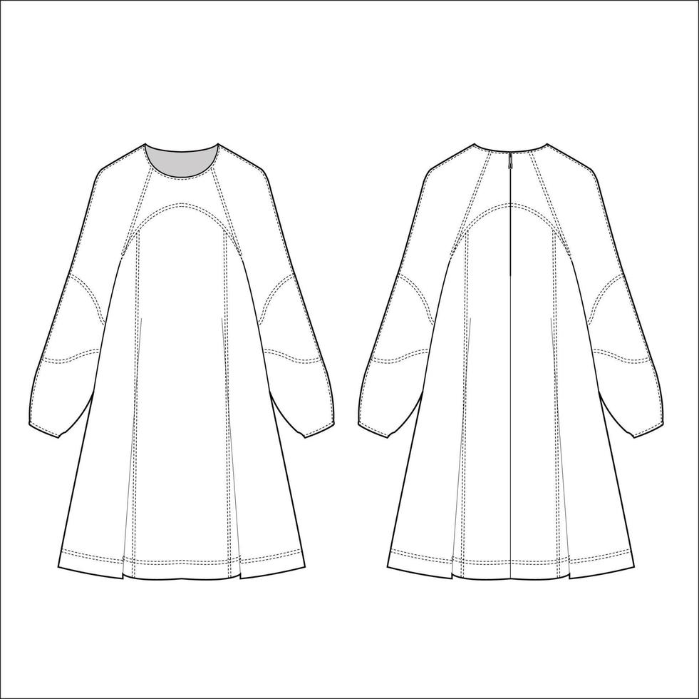 A-line dress sketch for women vector