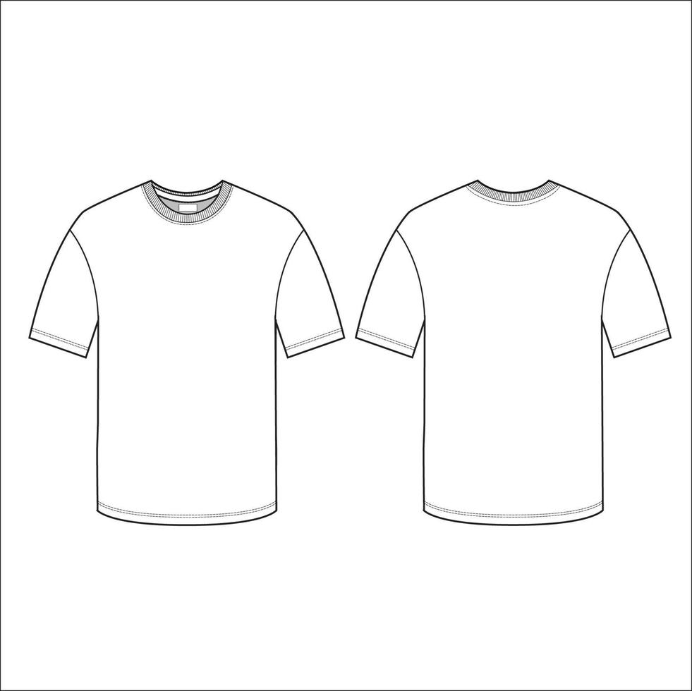 maqueta de vector de boceto de camiseta de gran tamaño