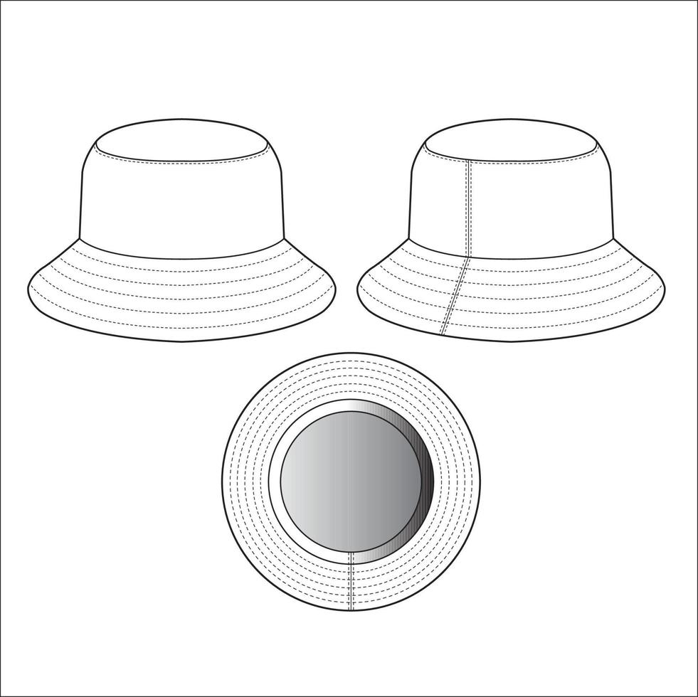 plantilla de vector de boceto de sombrero de cubo