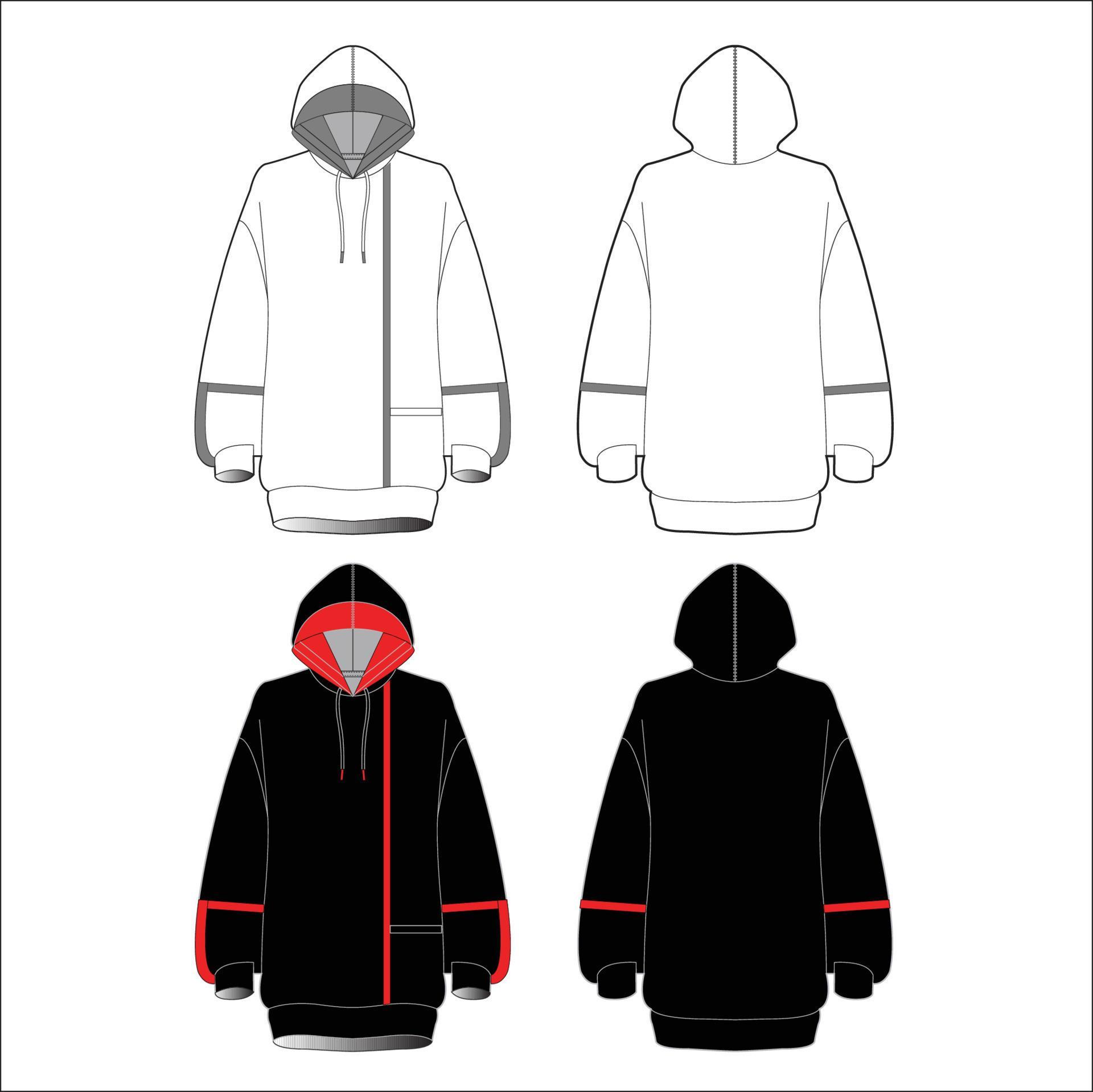 Oversized hoodie design white, black, orange vector mockup 12826566