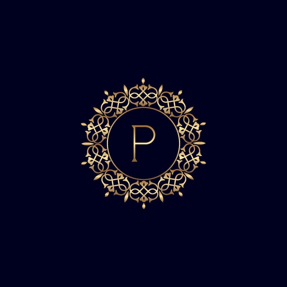 P GOLD ORNATE ROYAL LUXURY LOGO vector