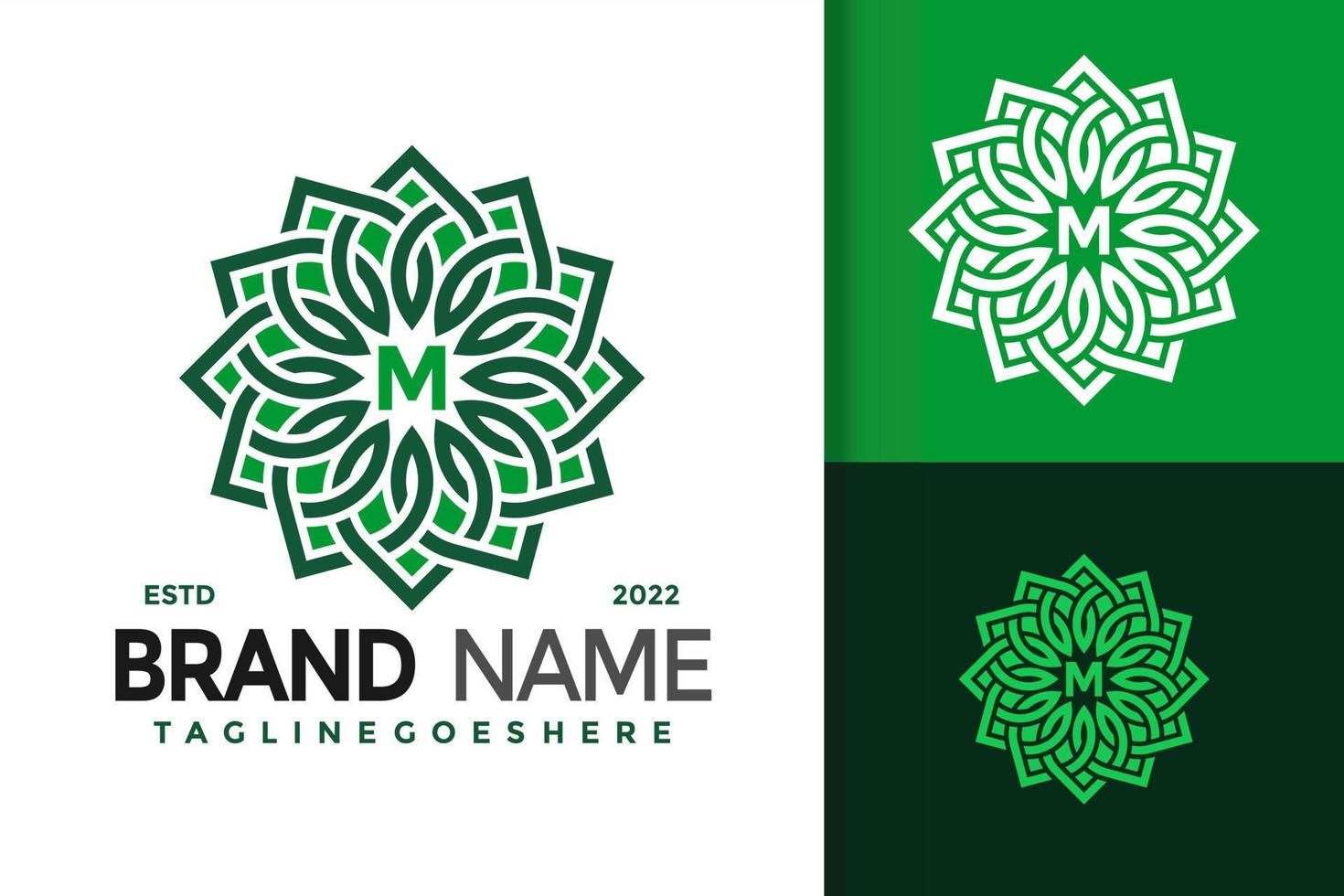 M Letter Mandala Leaf Logo Design, brand identity logos vector, modern logo, Logo Designs Vector Illustration Template