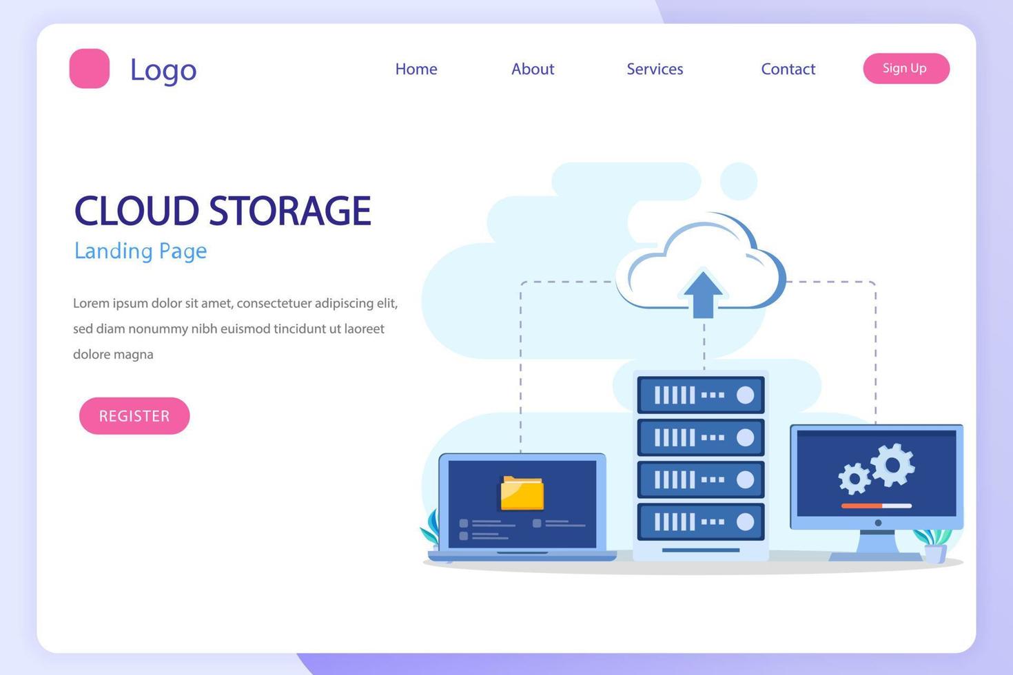 Data center. Hosting, cloud storage, server storage. Big data. flat vector