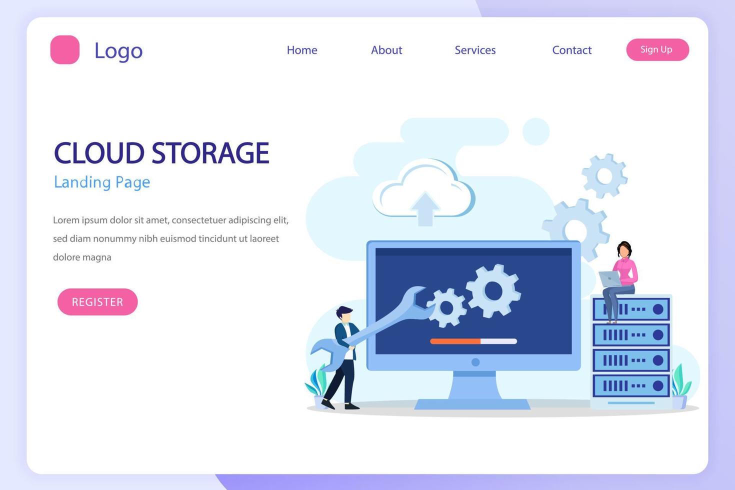 Data center. Hosting, cloud storage, server storage. Big data. flat vector