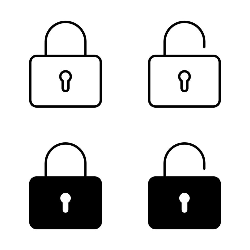 Locked Unlocked Security Icon Set vector