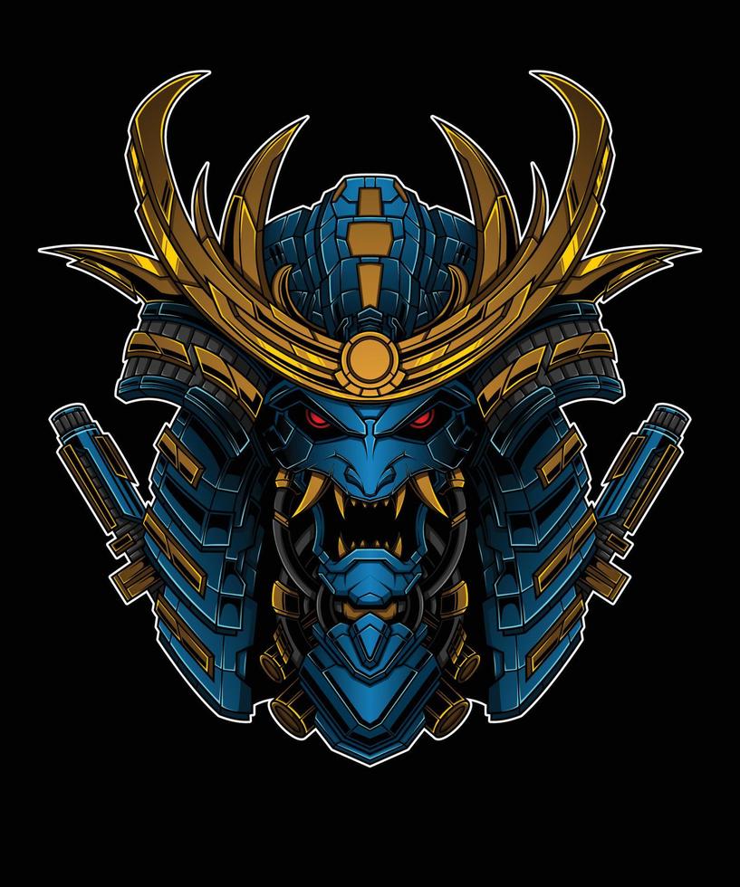Samurai Robot Head Vector