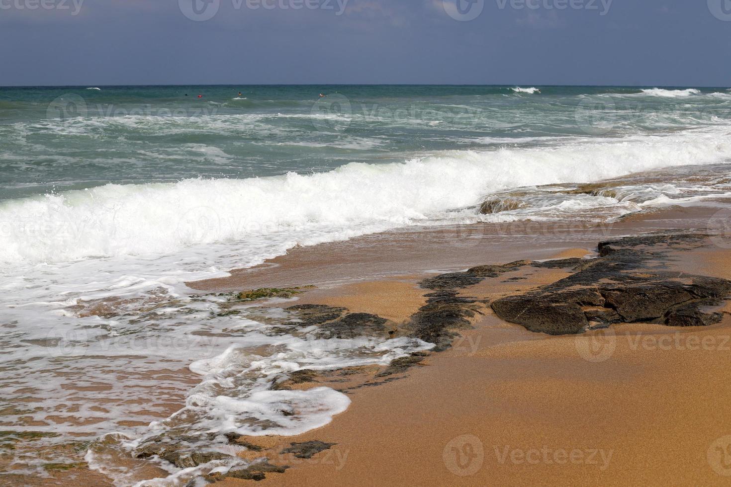 Coast of the Mediterranean Sea in the north of the State of Israel. photo