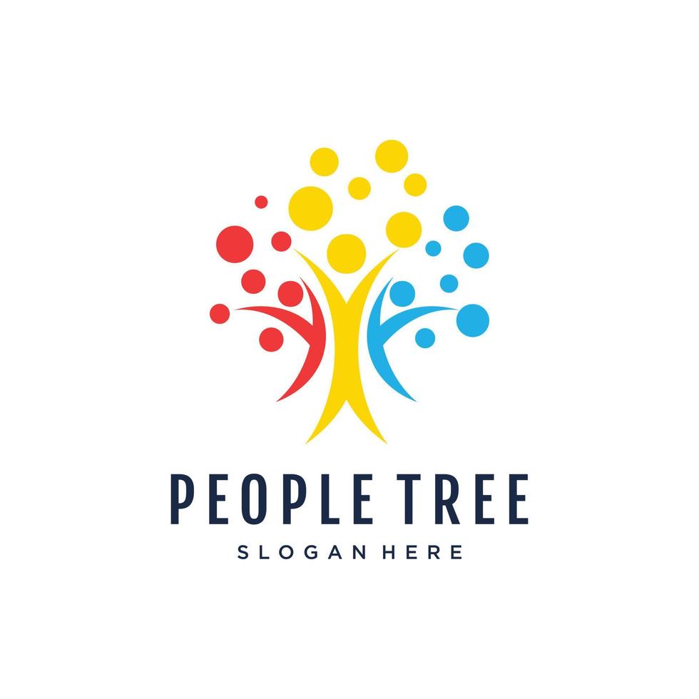 Human tree creative logo design concept template vector