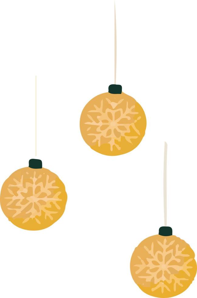 Christmas globes made with yellow and white colors vector