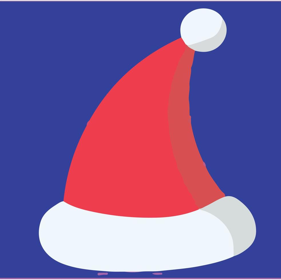 sombrero de navidad que tiene colores rojo y blanco. este diseño está hecho sobre un fondo azul vector