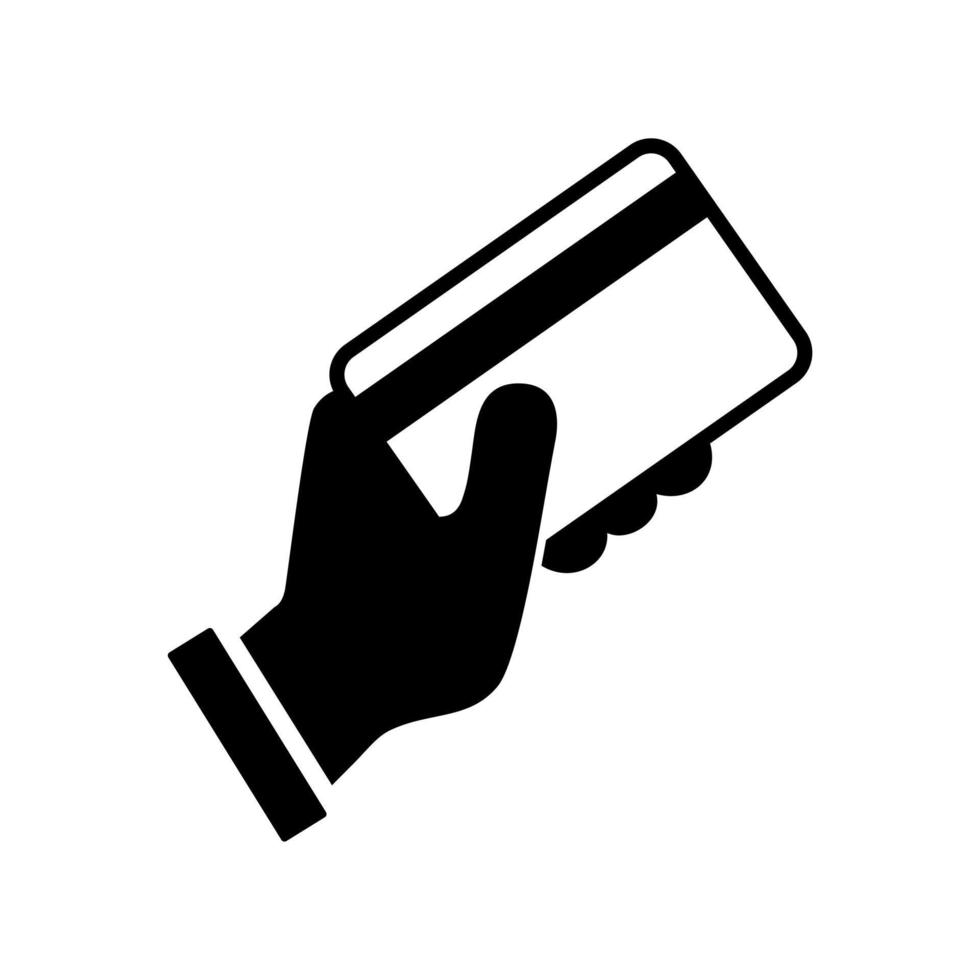 mano que sostiene el icono de la tarjeta de crédito vector