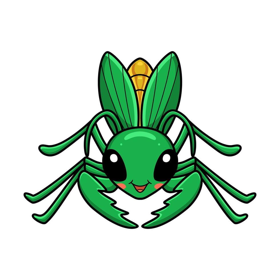 Cute little mantis cartoon character vector