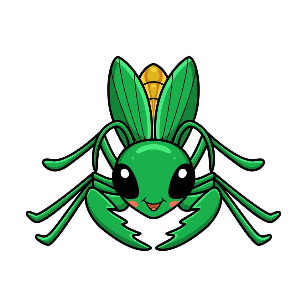 Cute little mantis cartoon character vector